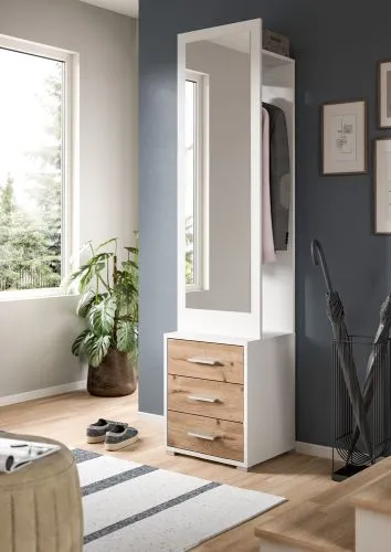Garderobenkombination Kompaktgarderobe Polo | weiß / Nox Oak