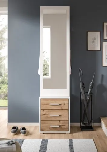 Garderobenkombination Kompaktgarderobe Polo | weiß / Nox Oak