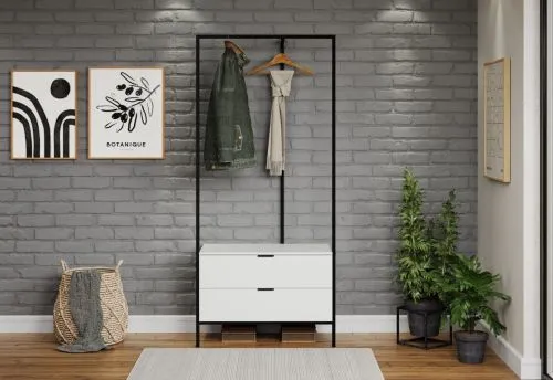 Garderobenmöbel Kommode Jody | weiß / schwarz