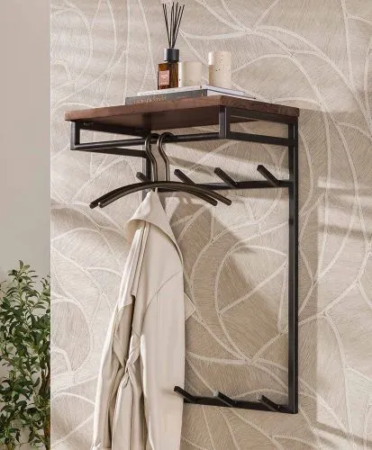 Garderobenpaneel Aria 8 Haken | hoch | Akazie massiv | braun
