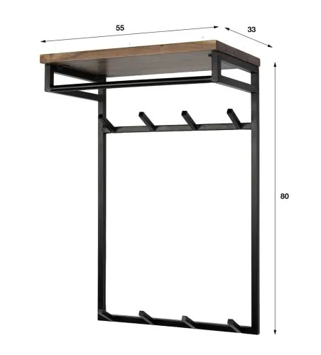 Garderobenpaneel Aria 8 Haken | hoch | Akazie massiv | braun