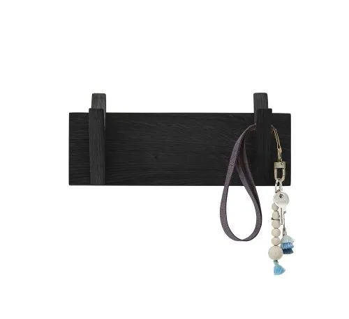 Garderobenpaneel Bantry 2 | Eiche massiv schwarz | 30 x13 x 12 cm