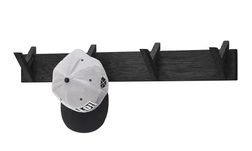 Garderobenpaneel Bantry 2 | Eiche massiv schwarz | 80 x 13 x 12 cm