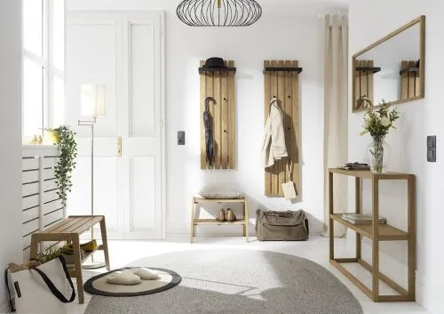 Garderobenpaneel Bantry | Eiche massiv | 40x150x22 cm