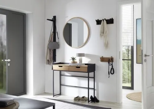 Garderobenpaneel Bantry | Eiche massiv schwarz