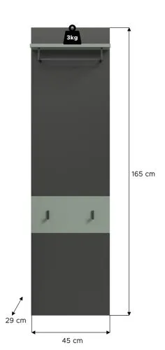 Garderobenpaneel Canu 1 | Smoke Green / Basalt grau
