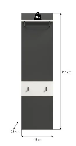 Garderobenpaneel Canu 1 | Weiß / Basalt grau