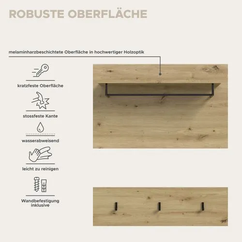 Garderobenpaneel Canu | Artisan Eiche