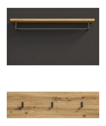 Garderobenpaneel Canu | grau /Artisan Eiche