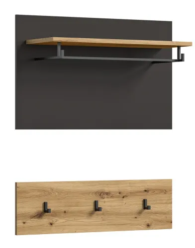 Garderobenpaneel Canu | grau /Artisan Eiche