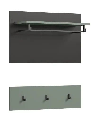 Garderobenpaneel Canu | Smoke Green / Basalt grau