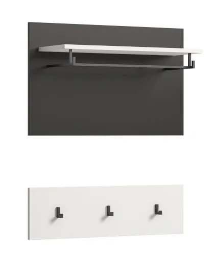 Garderobenpaneel Canu | Weiß / Basalt grau