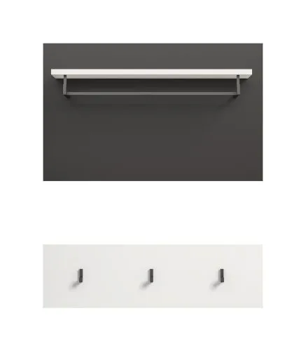 Garderobenpaneel Canu | Weiß / Basalt grau