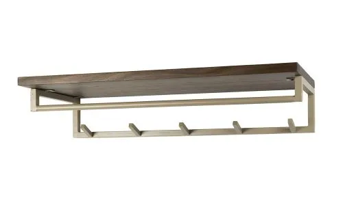 Garderobenpaneel Dion 5 Haken, Wandmontiertes Paneel mit Ablage oben und 5 Haken unten – Ansicht 4