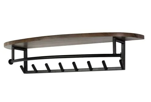 Garderobenpaneel Kiri 8 Haken | rund | Akazie massiv | braun