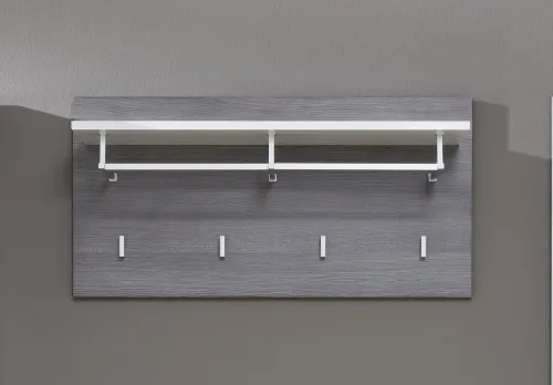 Garderobenpaneel Line | Hochglanz weiß / rauchsilber