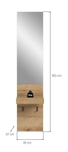 Garderobenpaneel Spiegelpaneel Naro | Evoke Oak