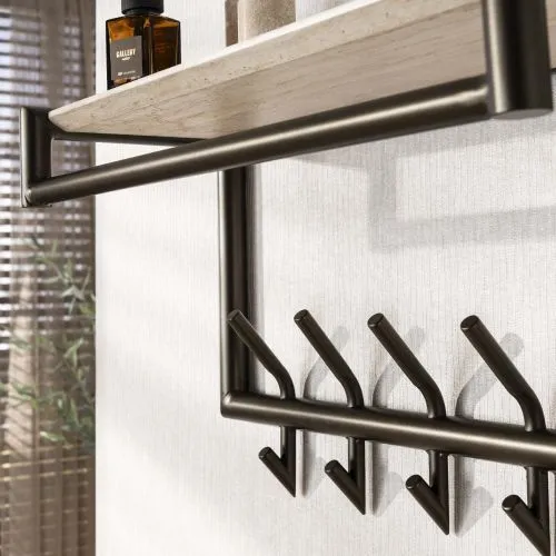 Garderobenpaneel Stamp | 10 Haken | Metall | Bronze / Travertin