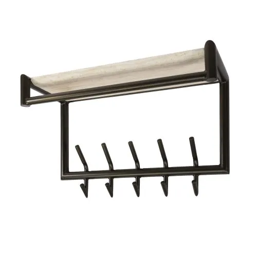 Garderobenpaneel Stamp | 10 Haken | Metall | Bronze / Travertin