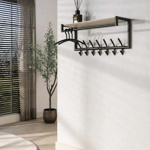 Garderobenpaneel Stamp | 14 Haken | Metall | Bronze / Travertin