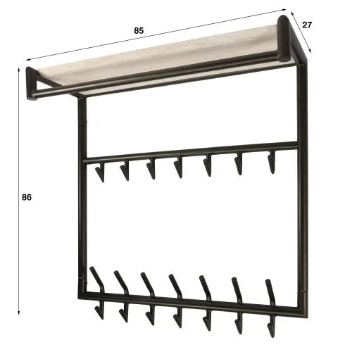 Garderobenpaneel Stamp | 21 Haken | Metall | Bronze / Travertin