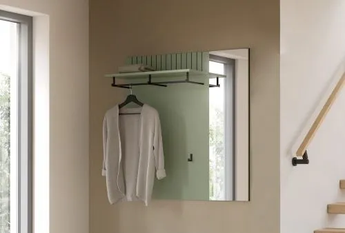 Garderobenpaneel Station | mit Spiegel | Smoke Green