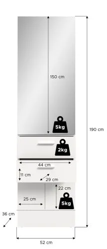 Garderobenpaneel Vaga | mit Spiegel | weiß