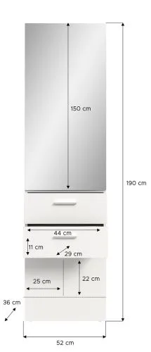 Garderobenpaneel Vaga | mit Spiegel | weiß
