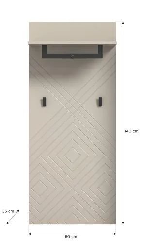 Garderobenpaneel | Wandgarderobe Notes | beige matt/sandfarben