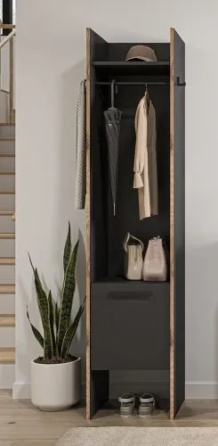 Garderobenschrank Bueno | Basalt / Nox Oak | 42 x 189 x 37 cm