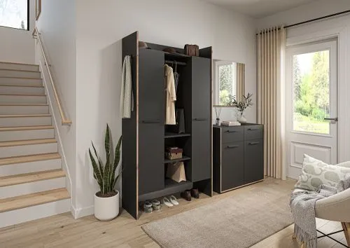 Garderobenschrank Bueno | Basalt / Nox Oak | verschiedene Größen