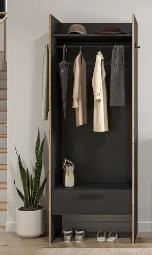 Garderobenschrank Bueno | Basalt / Nox Oak | verschiedene Größen