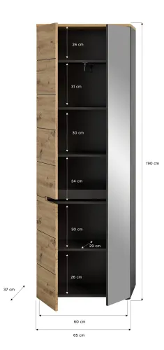 Garderobenschrank Canu | grau / Artisan Eiche