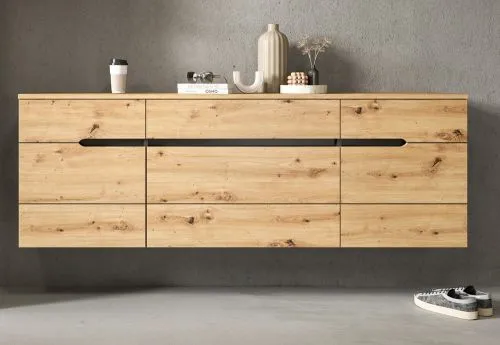 Garderobenschrank Canu hängend | Basalt grau / Artisan Eiche