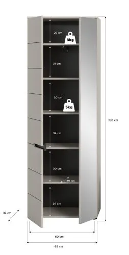 Garderobenschrank Canu | Kaschmir / Basalt grau