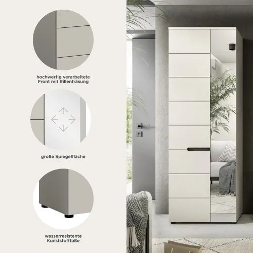 Garderobenschrank Canu | Kaschmir / Basalt grau