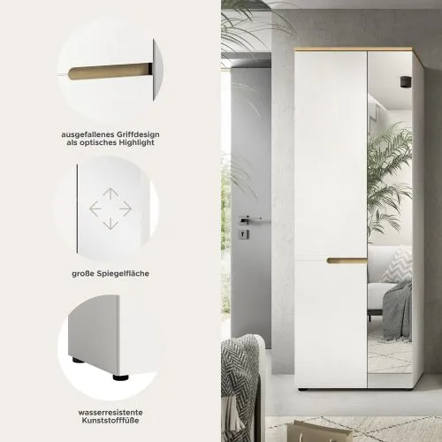 Garderobenschrank Canu | Weiß / Artisan Eiche