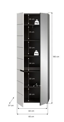 Garderobenschrank Canu | Weiß / Basalt grau