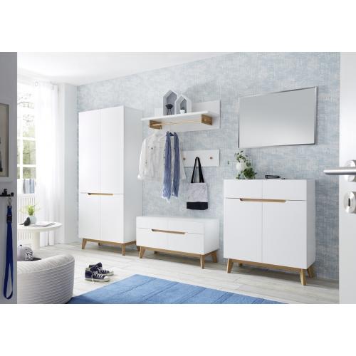 Garderobenschrank Cervo | weiß matt / Asteiche massiv