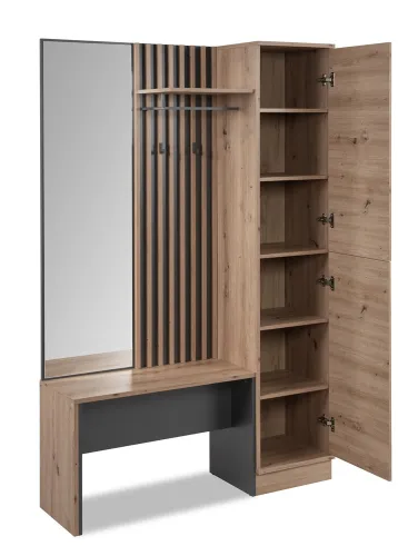 Garderobenschrank Garderobenpaneel mit Sitzbank Medan | Artisan Oak / Anthrazit