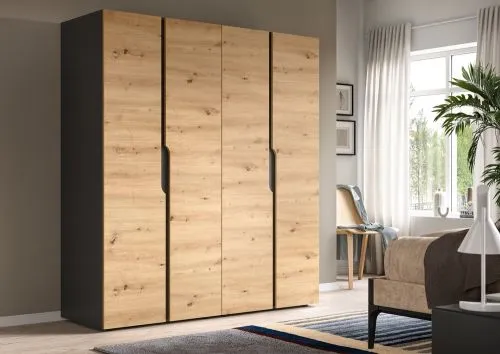 Garderobenschrank Schrank Anga | 2-teilig | Anthrazit / Artisan Eiche