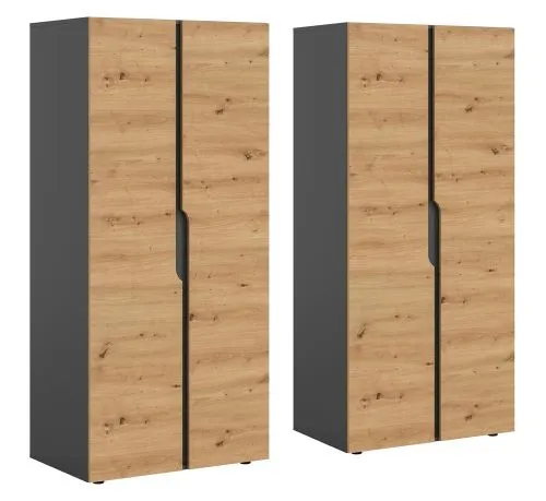 Garderobenschrank Schrank Anga | 2-teilig | Anthrazit / Artisan Eiche