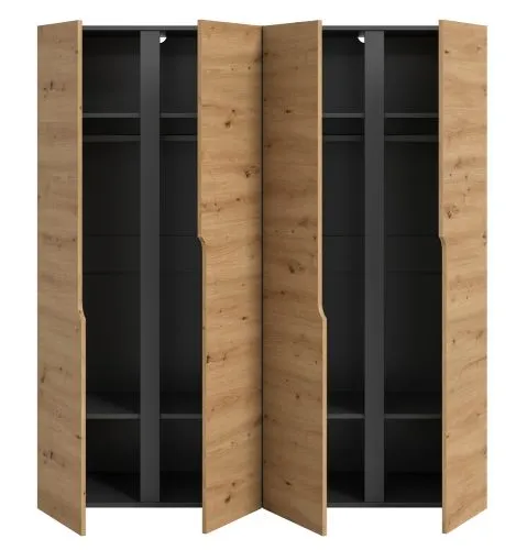 Garderobenschrank Schrank Anga | 2-teilig | Anthrazit / Artisan Eiche