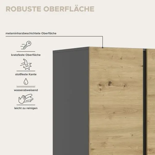 Garderobenschrank Schrank Anga | 2-teilig | Anthrazit / Artisan Eiche