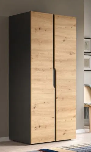 Garderobenschrank Kleiderschrank Anga | 2-türig | Anthrazit / Artisan Eiche