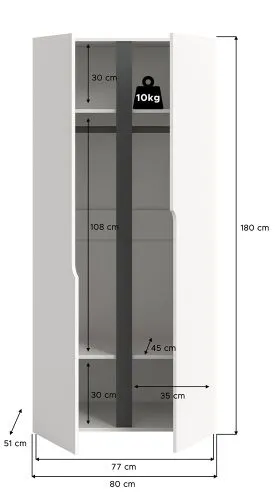 Garderobenschrank Kleiderschrank Anga | 2-türig | weiß