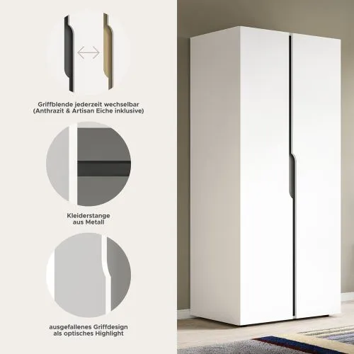 Garderobenschrank Kleiderschrank Anga | 2-türig | weiß