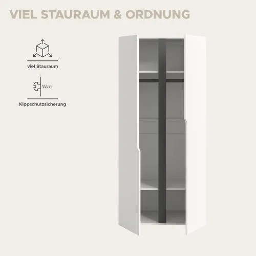 Garderobenschrank Kleiderschrank Anga | 2-türig | weiß
