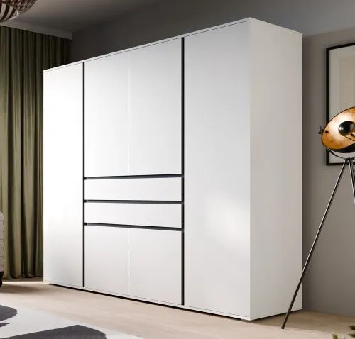 Garderobenschrank Kleiderschrank Falun | 6-türig | weiß