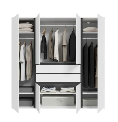 Garderobenschrank Kleiderschrank Falun | 6-türig | weiß